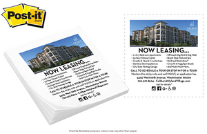 QuickShip - Post-it® Custom Printed Notes Full Color - Apartment Promotion