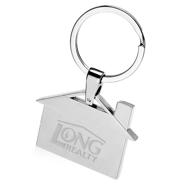 Laser-Engraved House Shaped Metal Keychain - Apartment Promotion